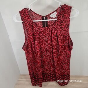 Liz Claiborne Women's Large Cap Sleeve Top‎ Hot Pink & Dark Brown
